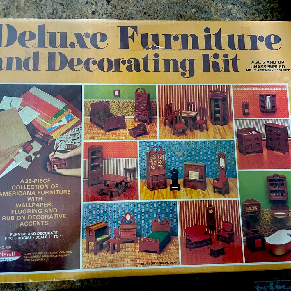 vintage Skilcraft 1980 Deluxe Furniture and Decorating Kit- Dollhouse Furniture